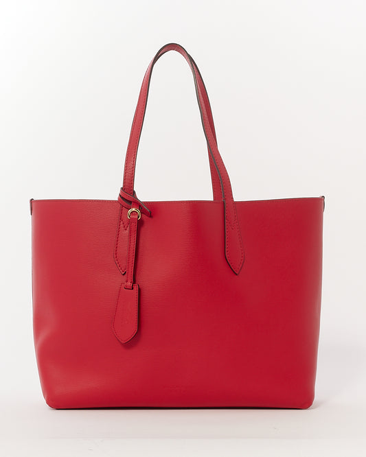 Burberry Red/Beige Haymarket Leather Reversible Tote