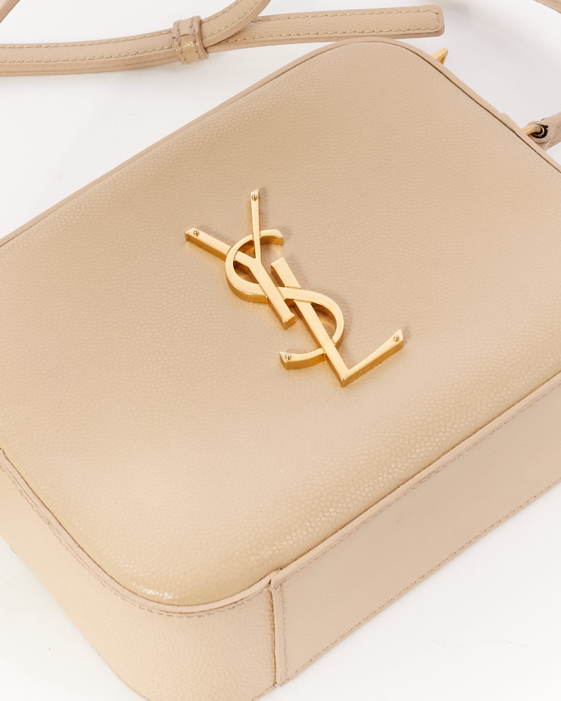 Saint Laurent Beige Grained Leather Mini Lou Camera Bag