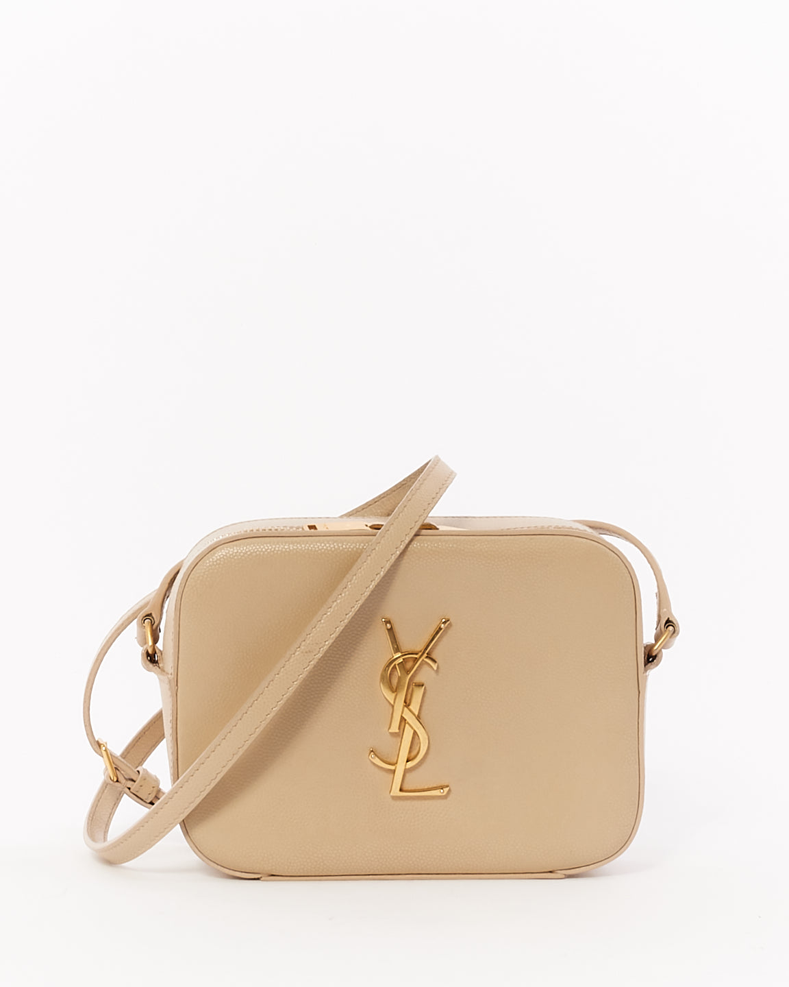 Saint Laurent Beige Grained Leather Mini Lou Camera Bag