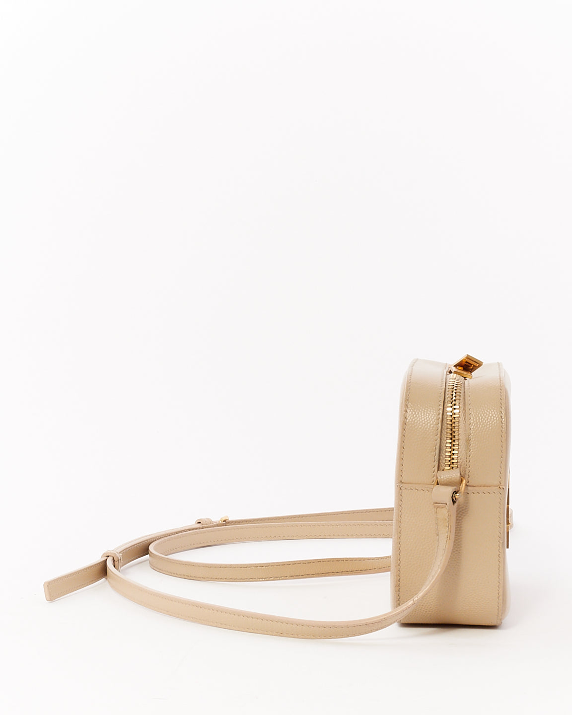 Saint Laurent Beige Grained Leather Mini Lou Camera Bag