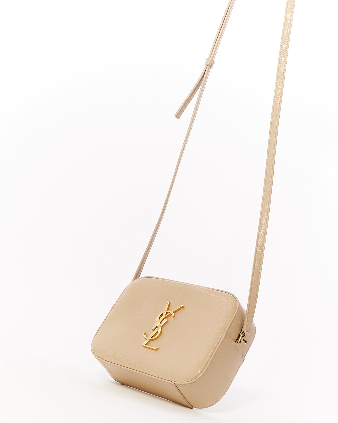 Saint Laurent Beige Grained Leather Mini Lou Camera Bag