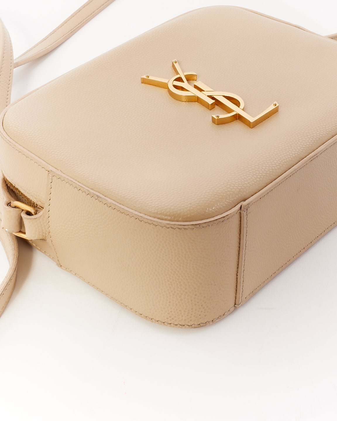 Saint Laurent Beige Grained Leather Mini Lou Camera Bag