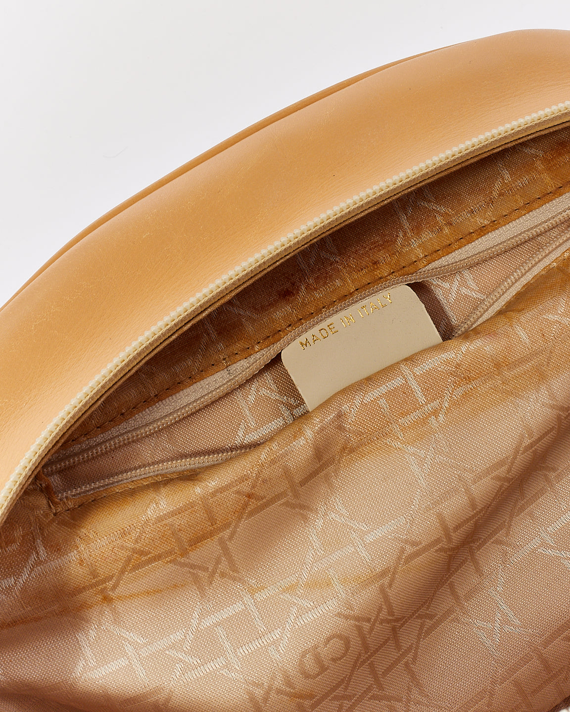 Dior Vintage Beige Leather Top Handle Bag with Dior Charm