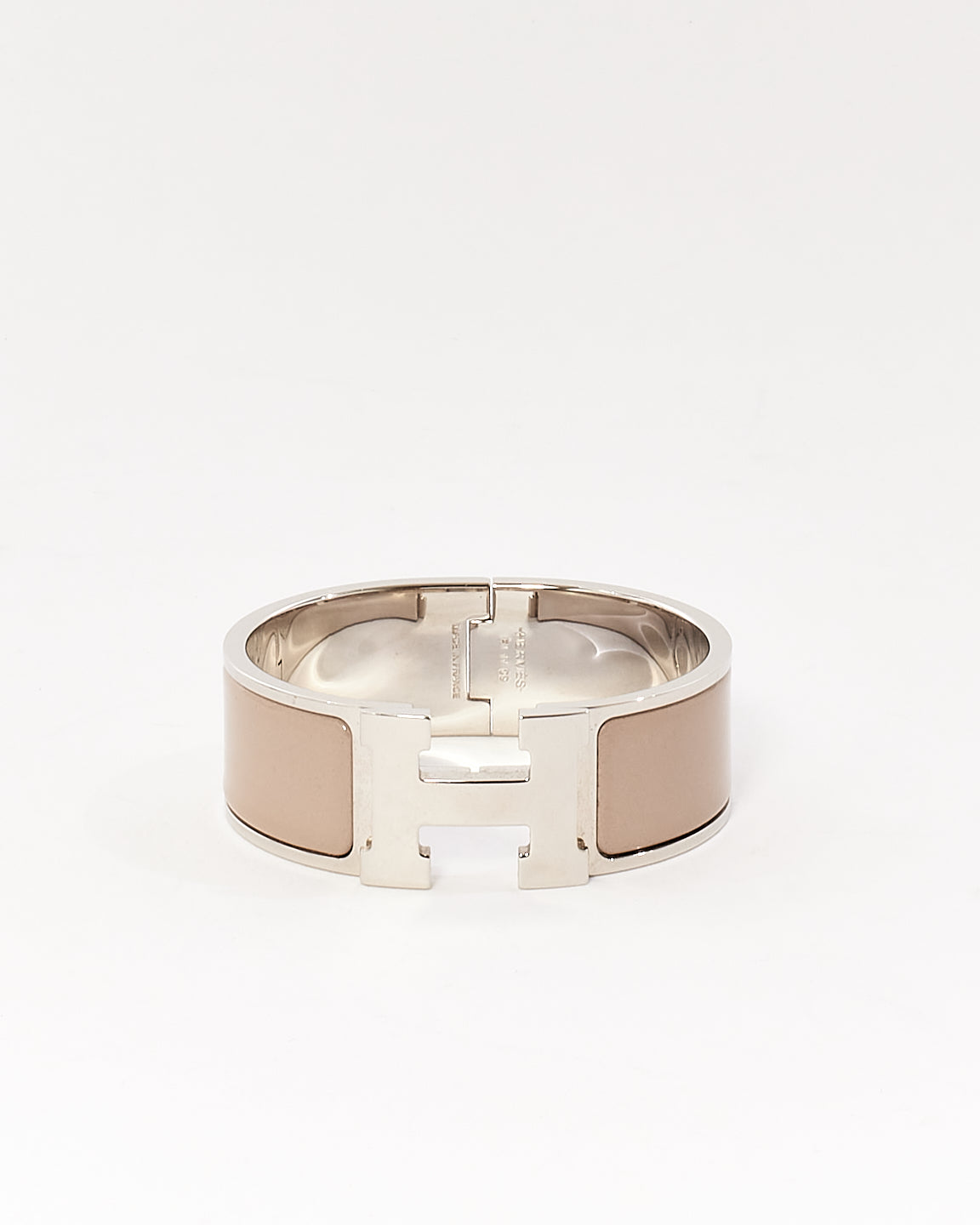 Bracelet Hermès Gris Marron Glace Clic Clac H Palladium - PM