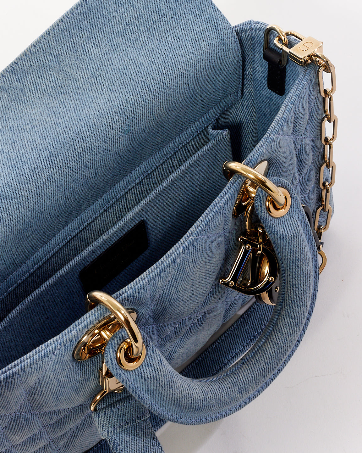 Petit sac Lady D Joy en denim bleu Dior