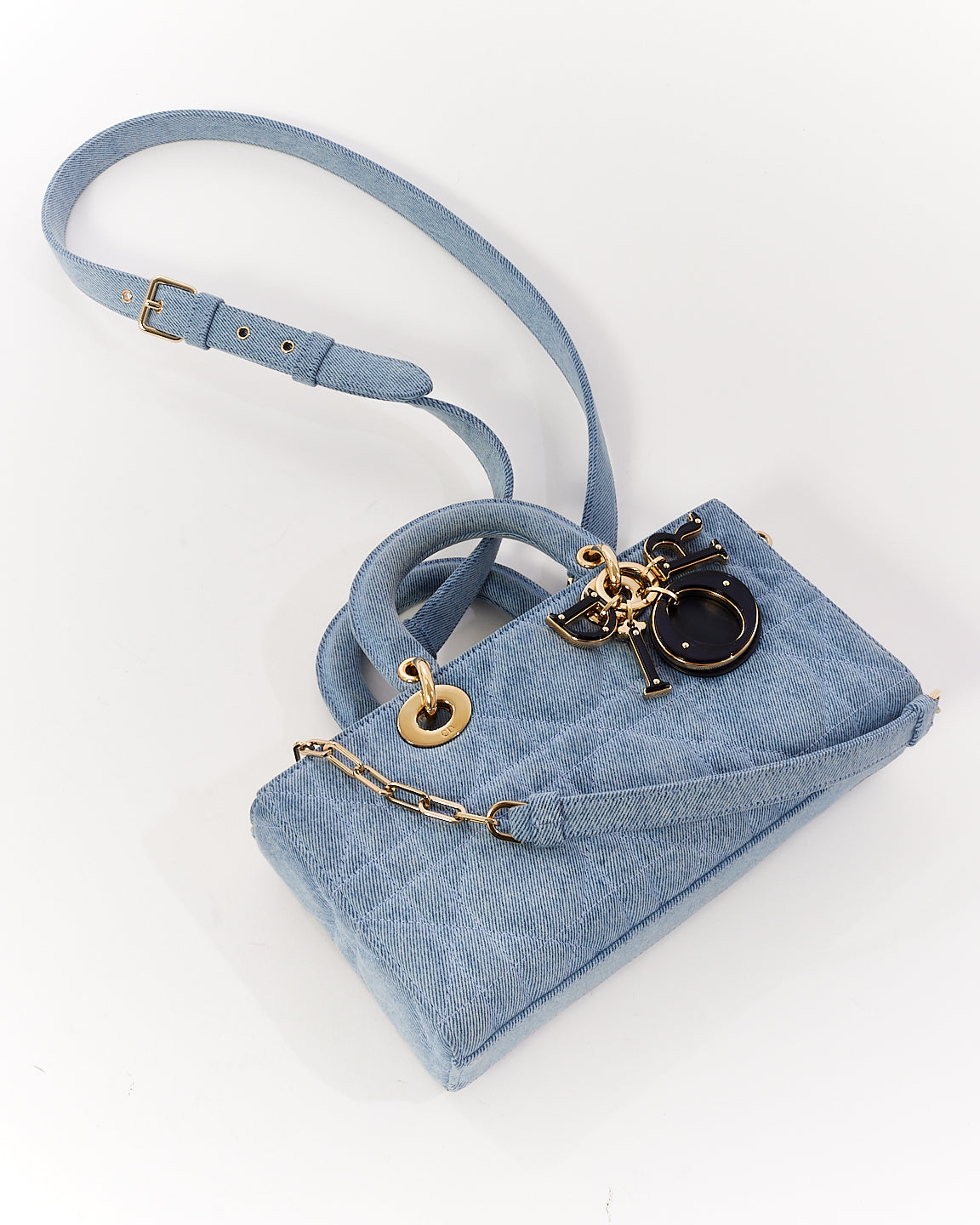 Petit sac Lady D Joy en denim bleu Dior