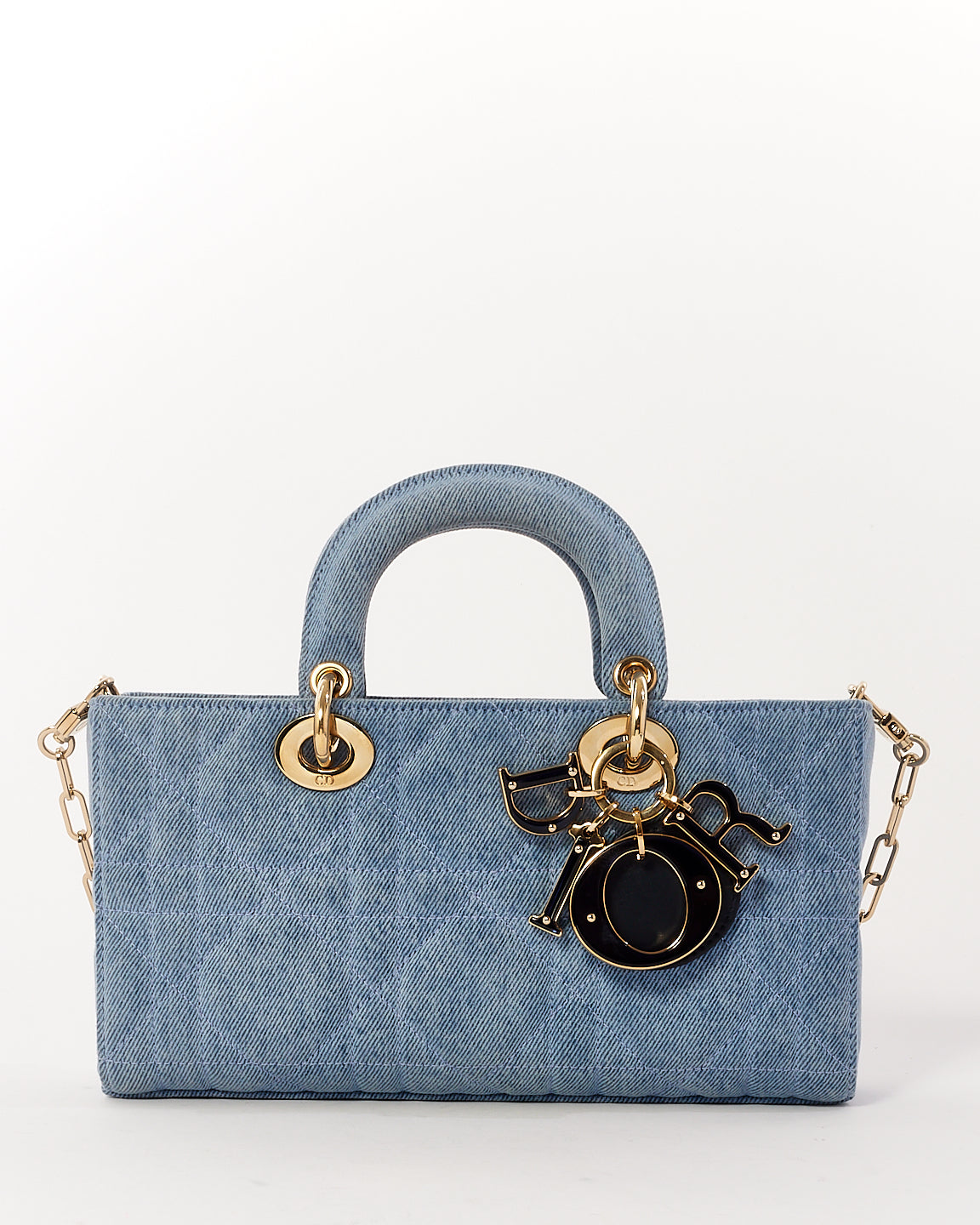 Petit sac Lady D Joy en denim bleu Dior