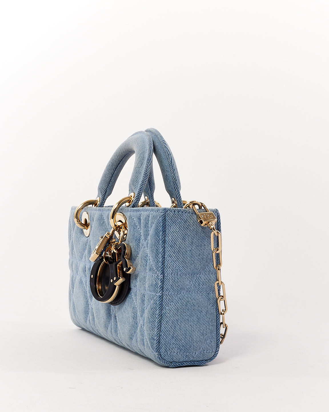 Petit sac Lady D Joy en denim bleu Dior