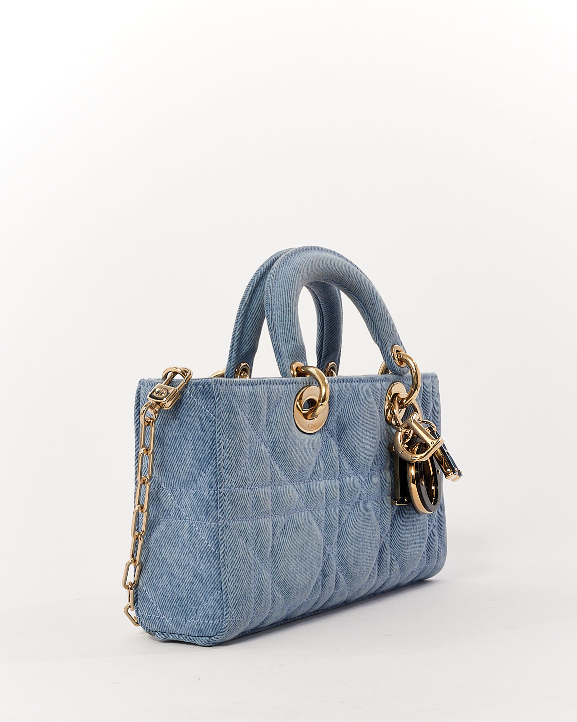 Petit sac Lady D Joy en denim bleu Dior