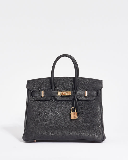 Hermès Black Togo Leather Birkin 25 with Rose Gold Hardware