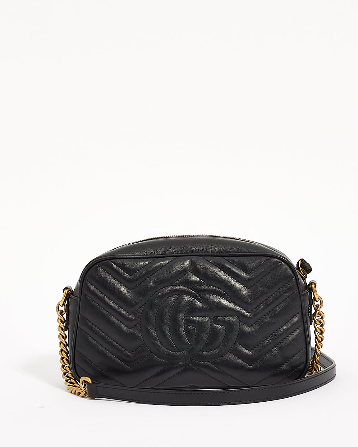 Petit sac pour appareil photo Gucci Marmont GG Matelasse en cuir noir 