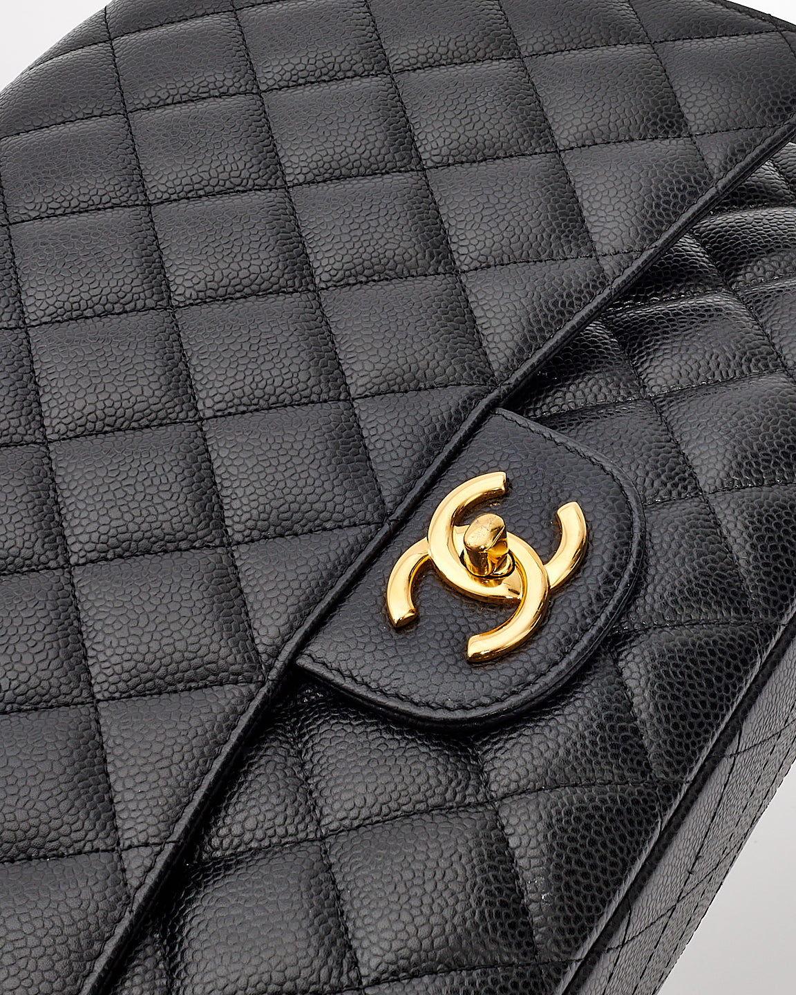 Chanel Black Caviar Leather Maxi Double Flap Bag GHW