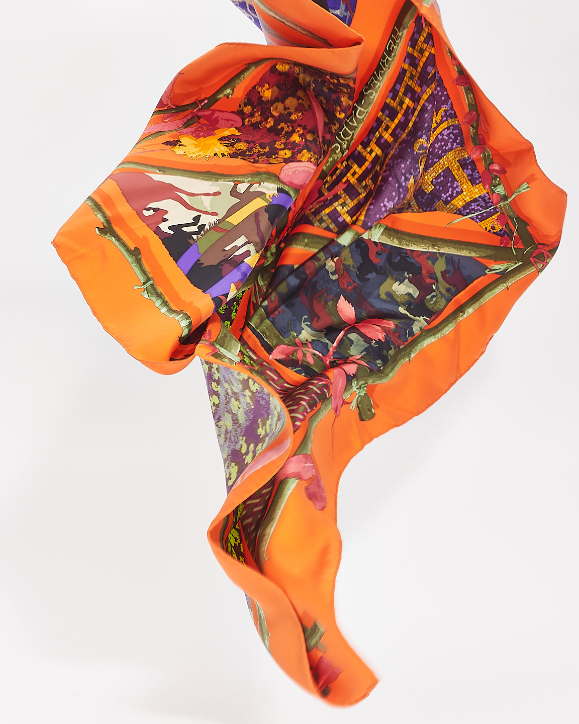 Hermès Foulard Le Robinson Chic Orange Multi Silk