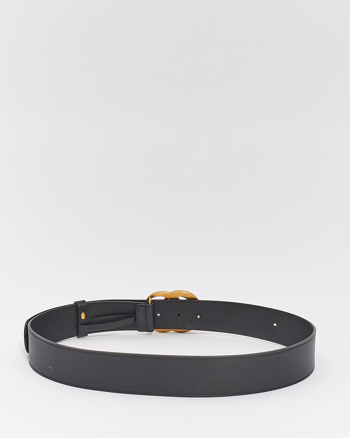 Ceinture Gucci Double G Marmont en cuir noir brossé doré - 90/36