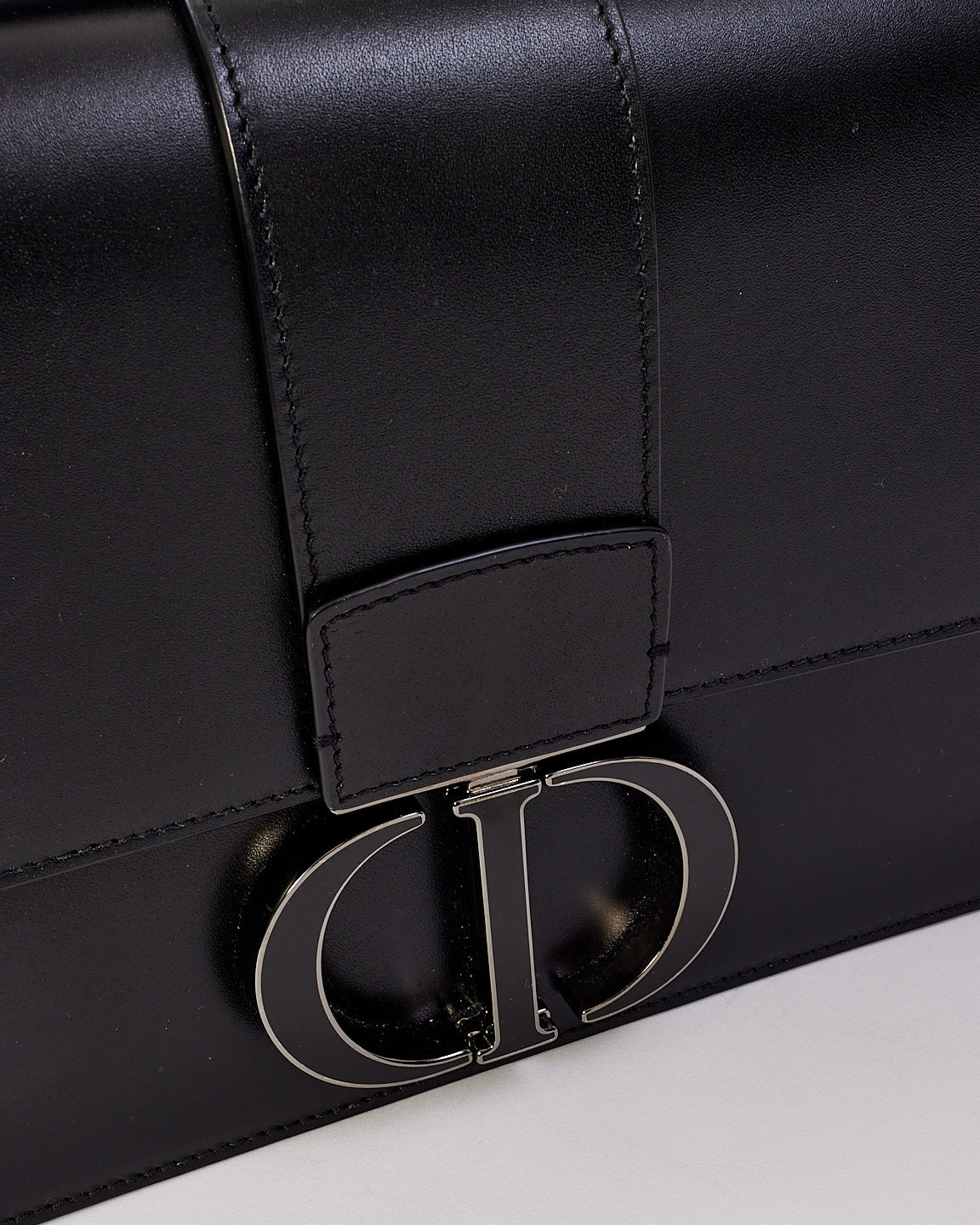 Dior Black Smooth Leather 30 Montaigne Bag with Black Hardware