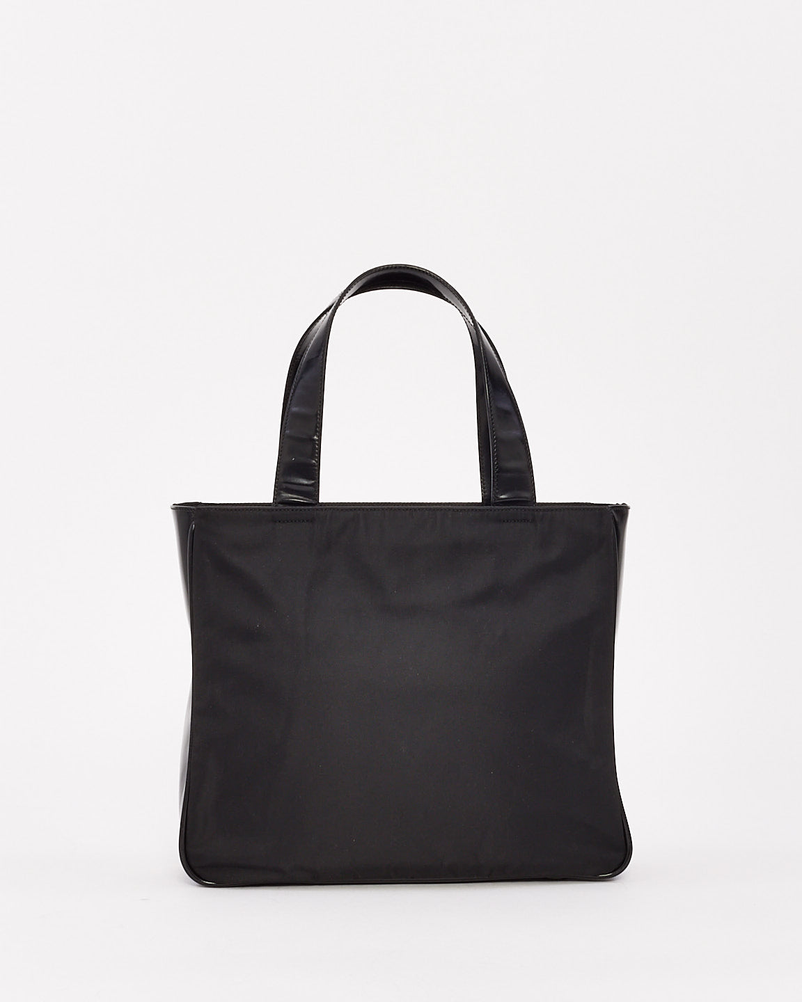 Prada Vintage Black Leather & Nylon Tote Bag