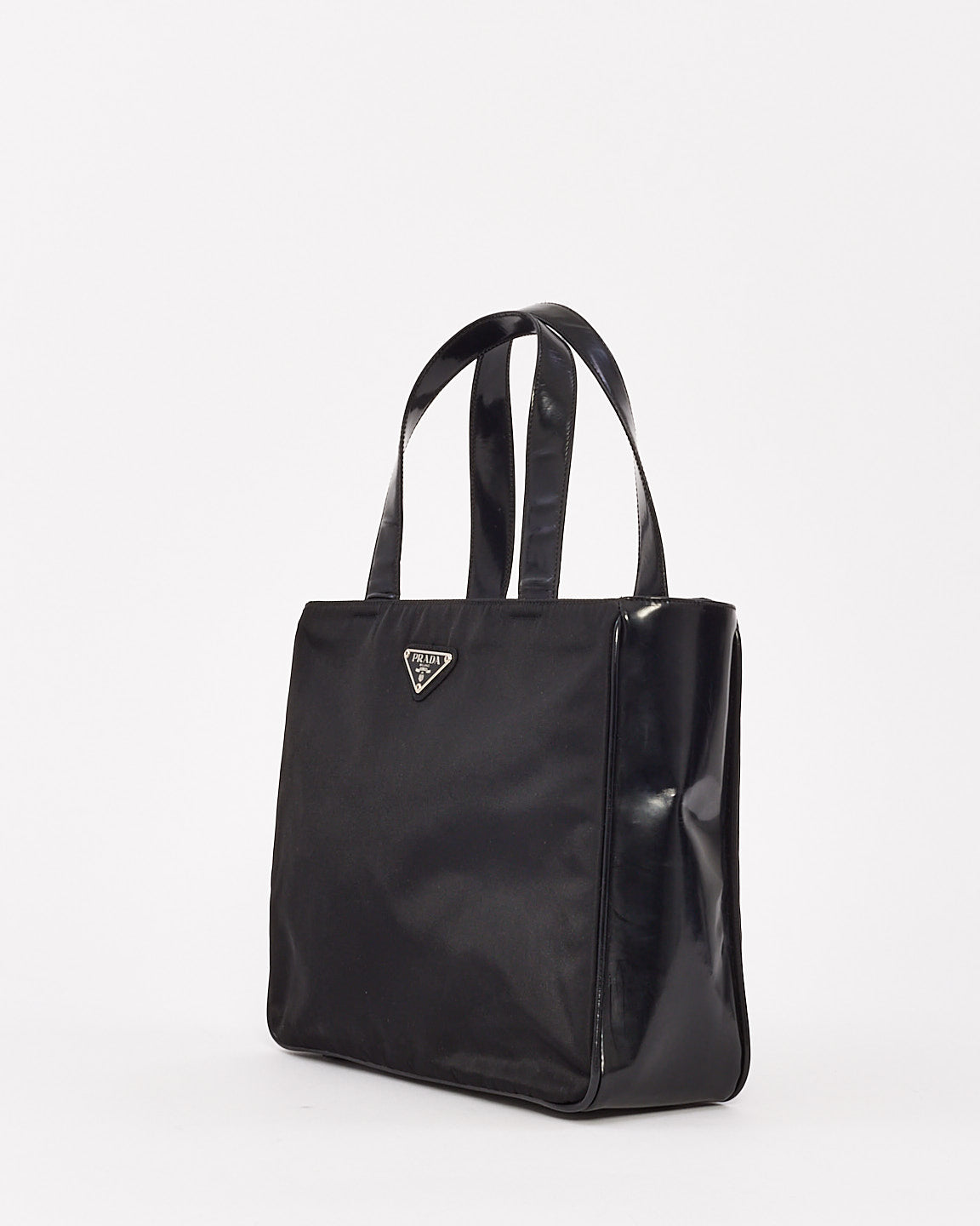 Prada Vintage Black Leather & Nylon Tote Bag