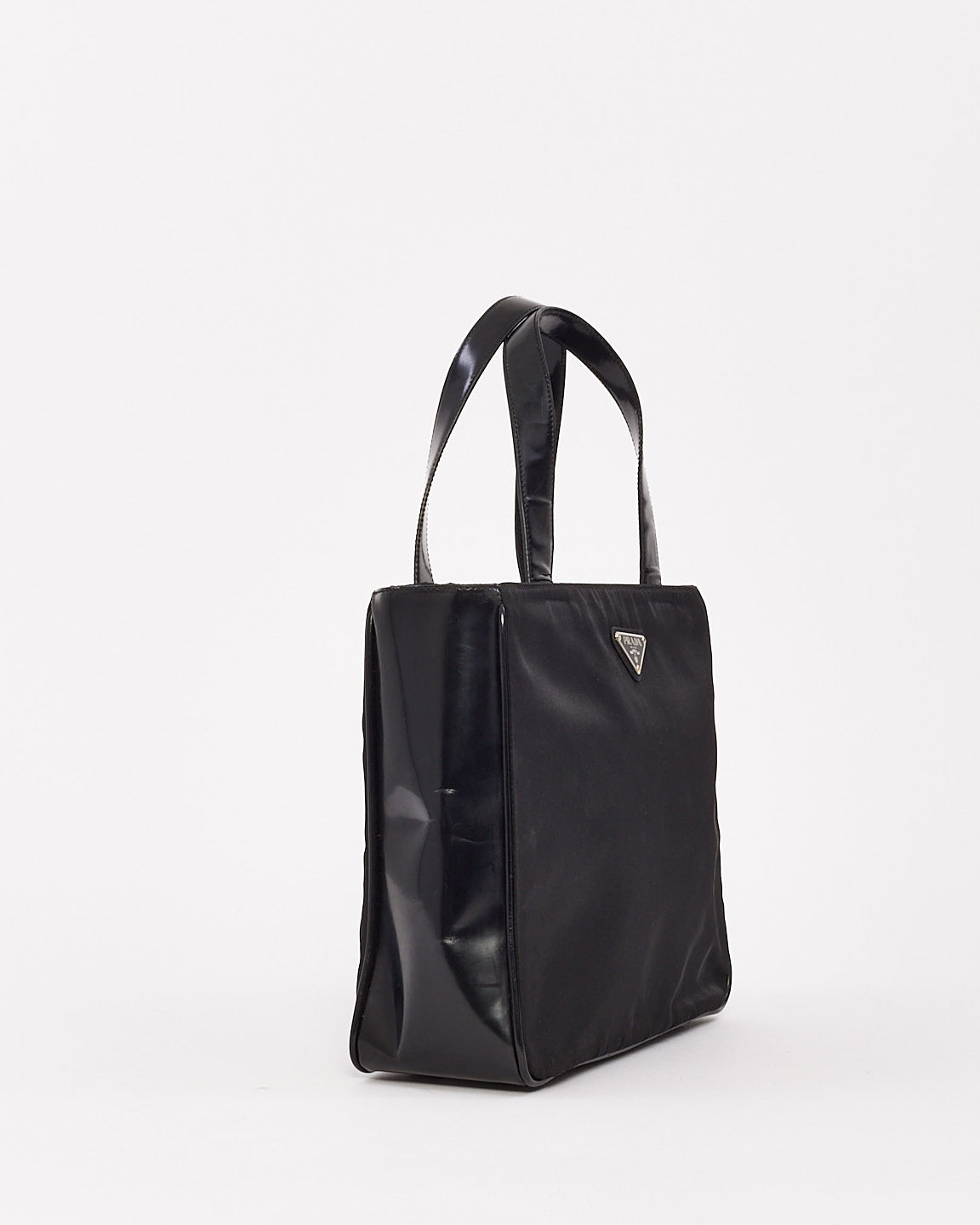 Prada Vintage Black Leather & Nylon Tote Bag