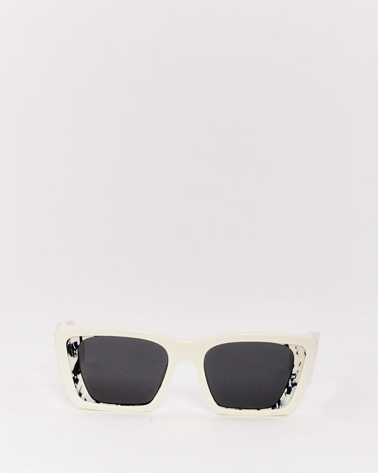 Prada White Acetate Cat Eye SPR08Y Sunglasses