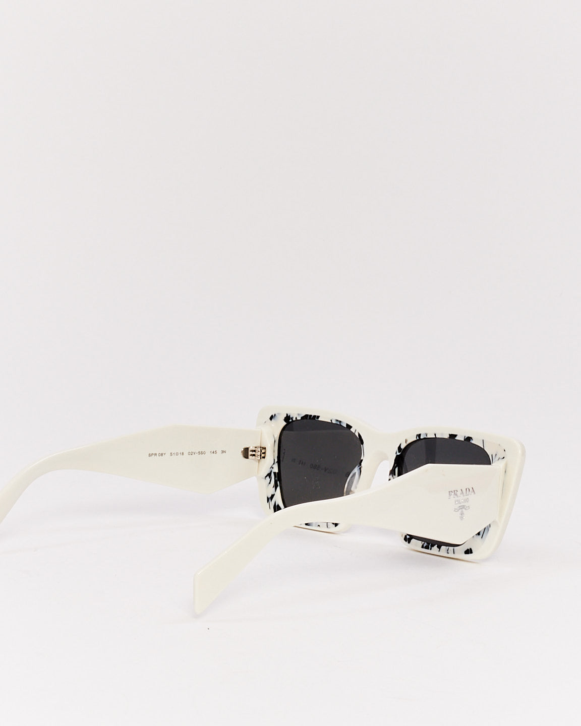 Prada White Acetate Cat Eye SPR08Y Sunglasses