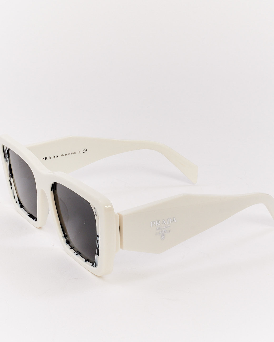 Prada White Acetate Cat Eye SPR08Y Sunglasses