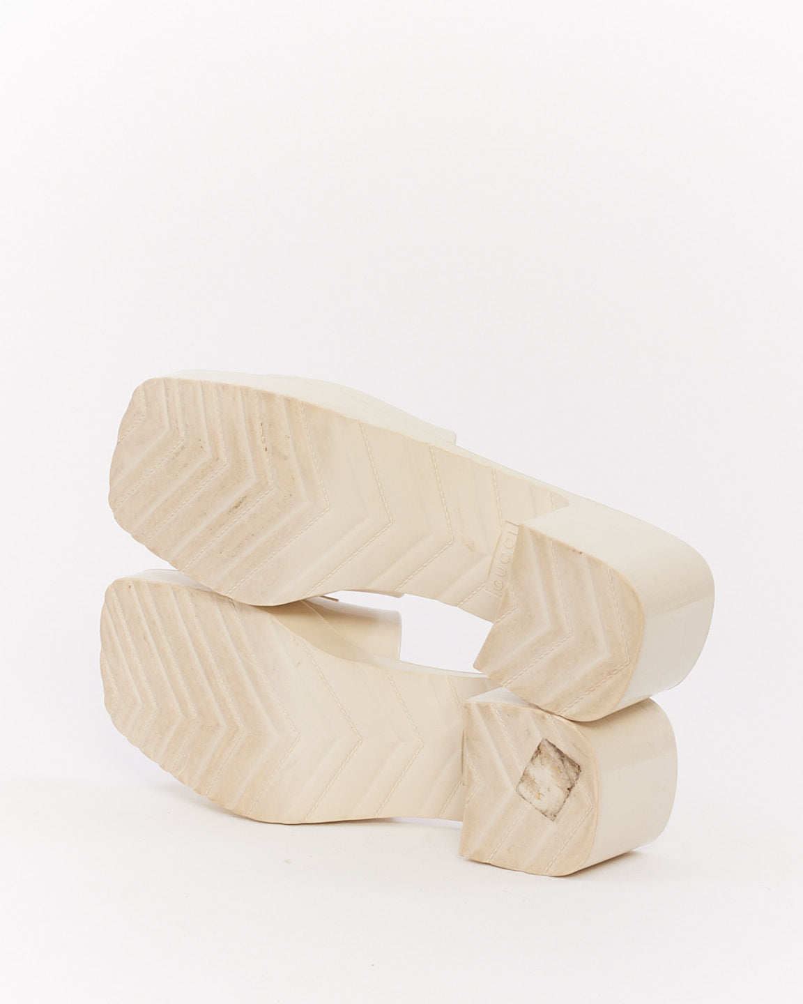 Gucci White Rubber Logo Slide Sandals - 38