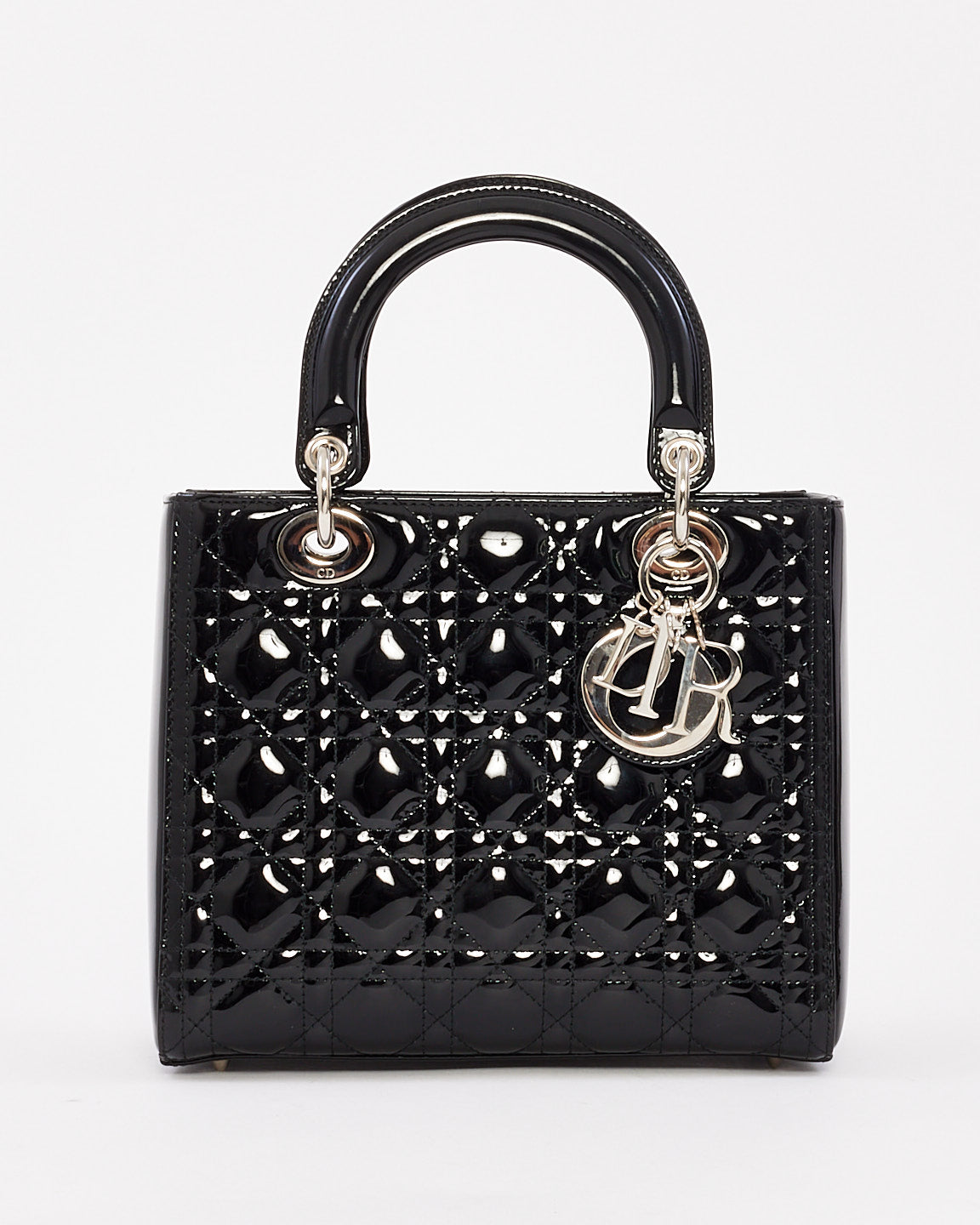 Sac Lady Dior moyen en cuir verni noir Dior