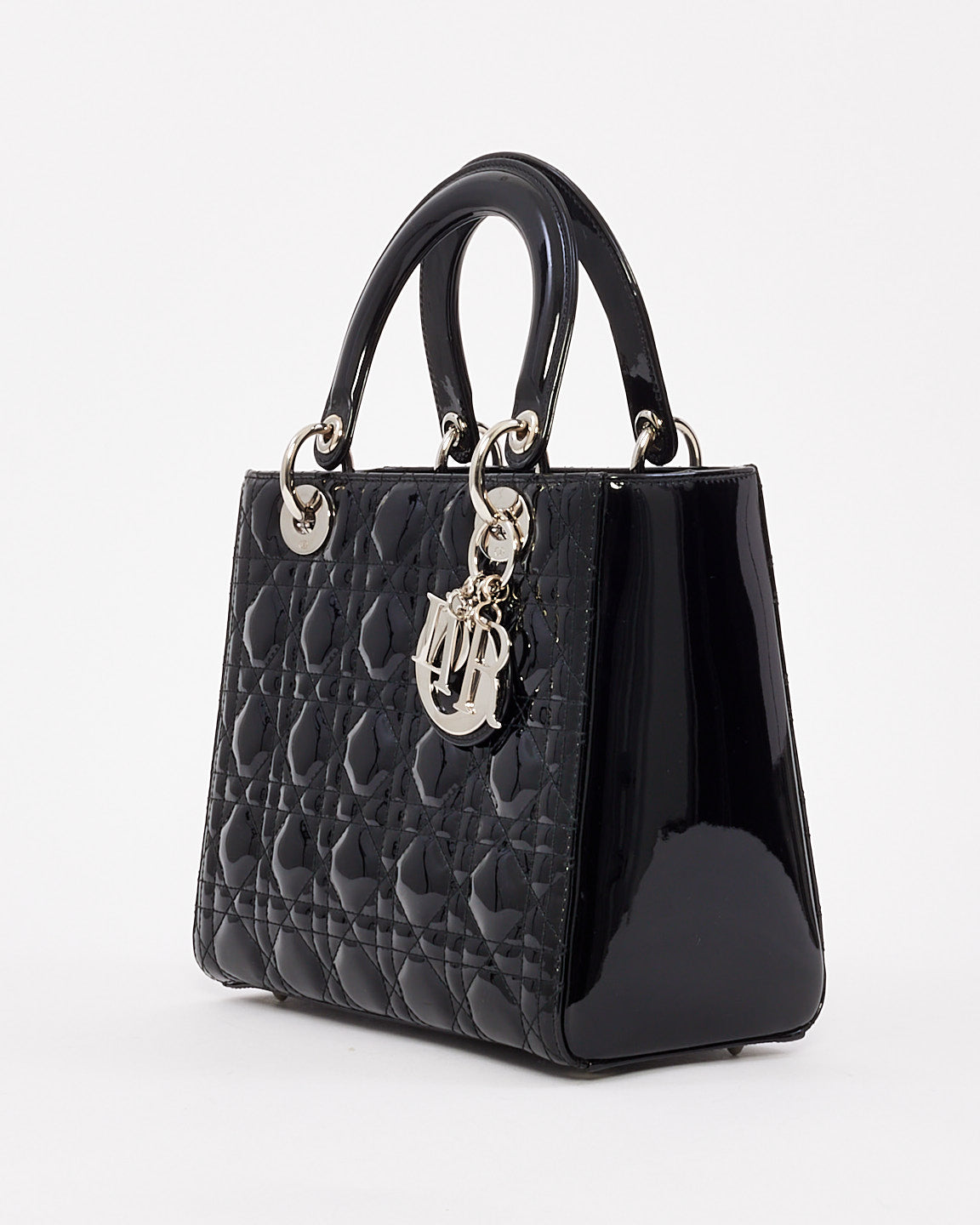 Sac Lady Dior moyen en cuir verni noir Dior