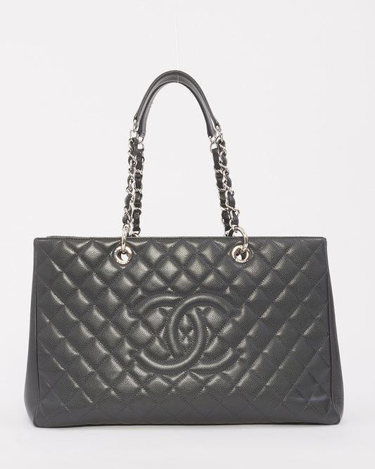 Chanel Dark Grey Caviar Leather XL Grand Shopping Tote