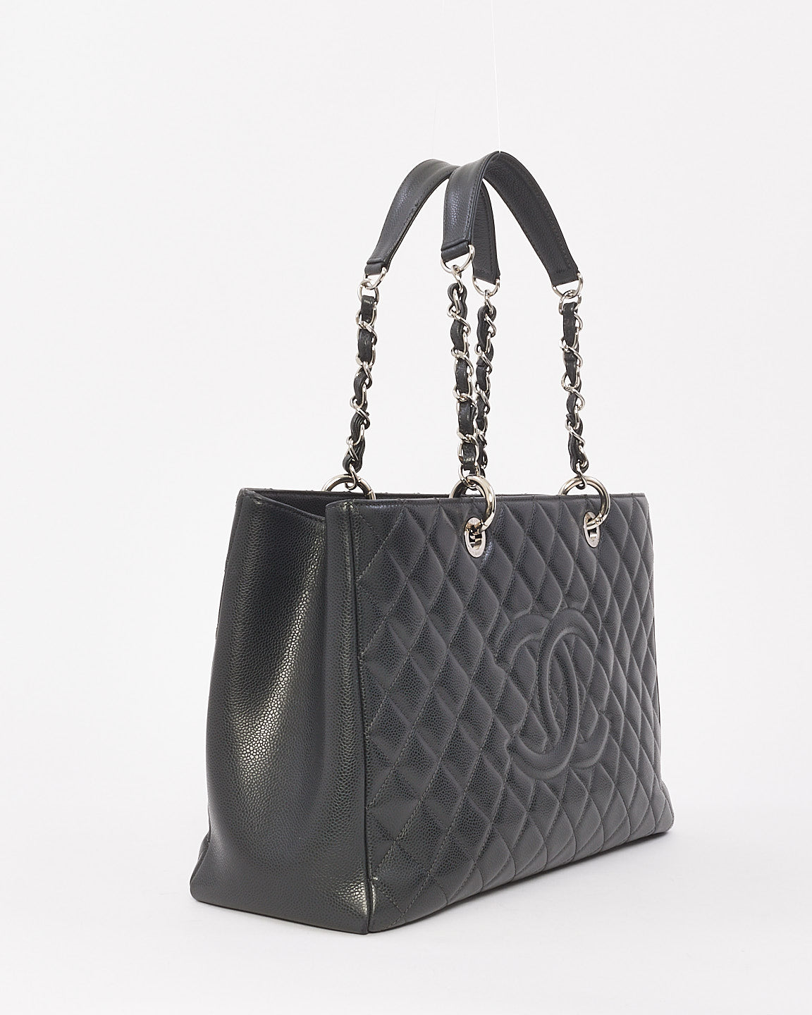 Cabas Grand Shopping XL en cuir caviar gris foncé Chanel