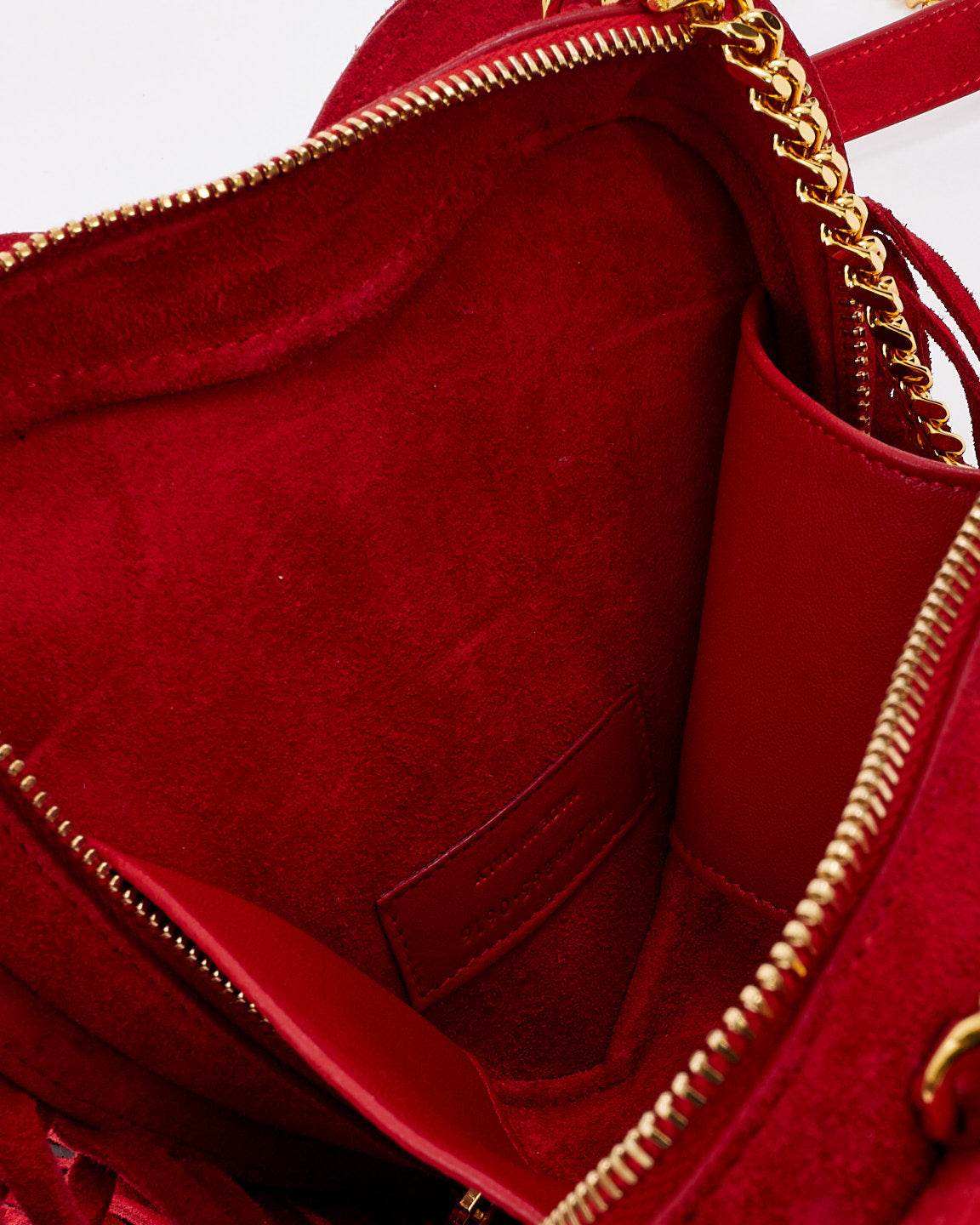 Saint Laurent Red Suede Love Heart Fringed Shoulder Bag