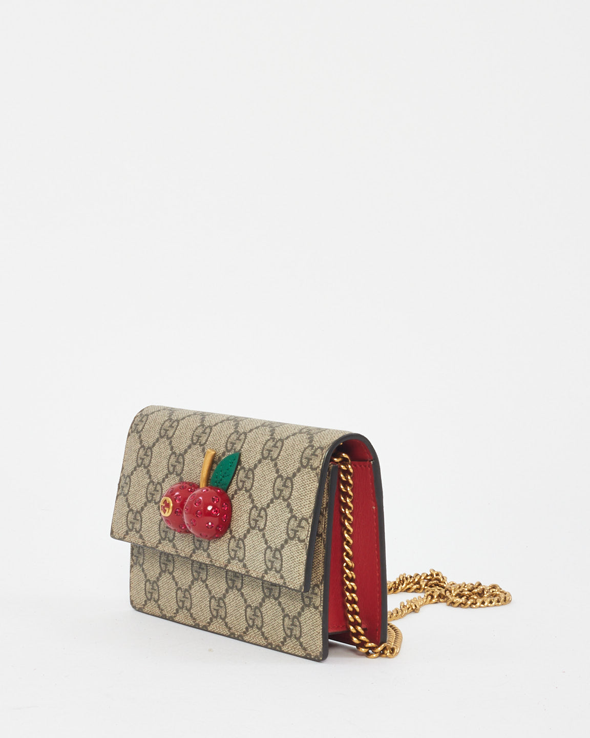 Gucci Beige GG Supreme Canvas Mini Cherries Pochette convertible à bandoulière