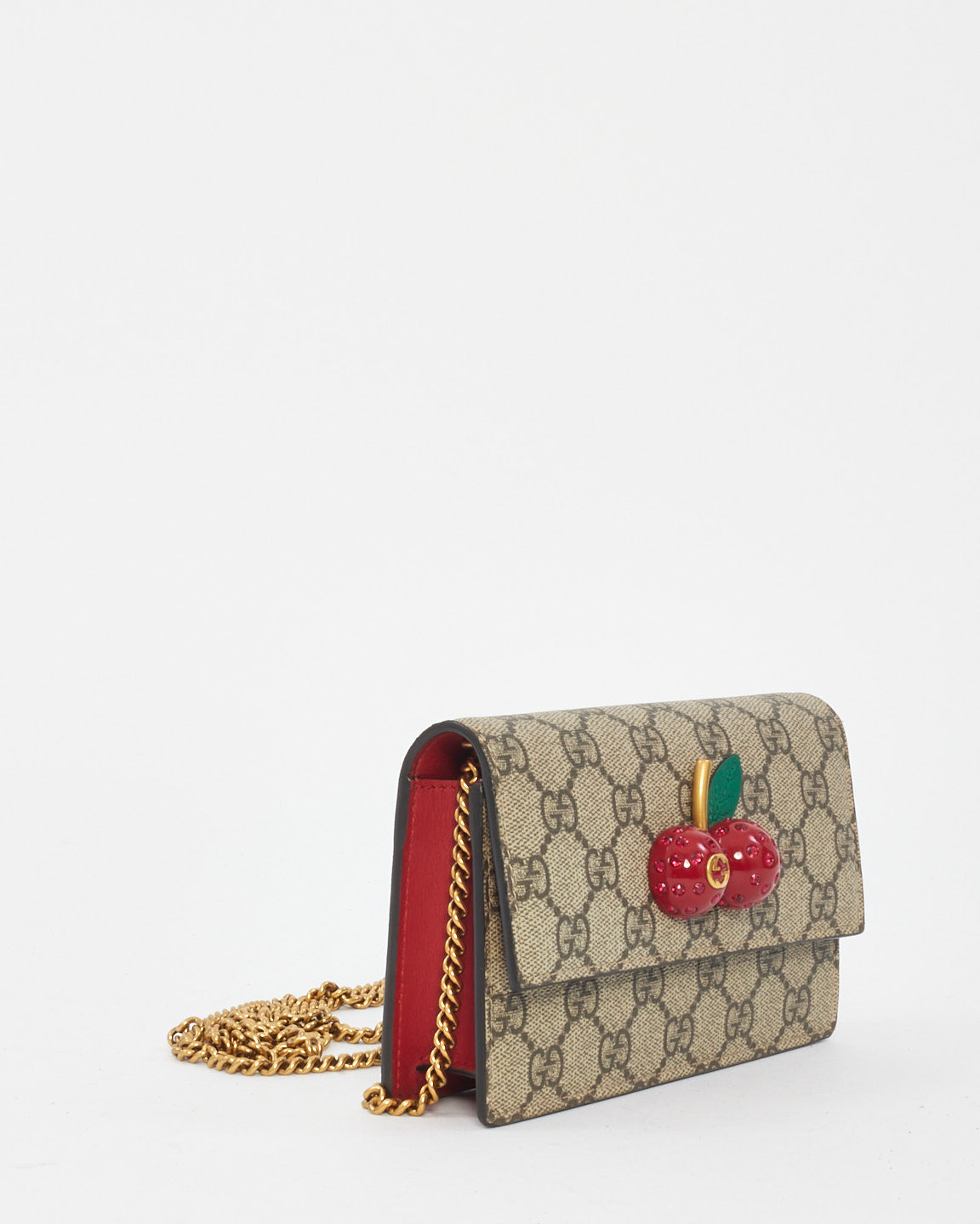 Gucci Beige GG Supreme Canvas Mini Cherries Pochette convertible à bandoulière