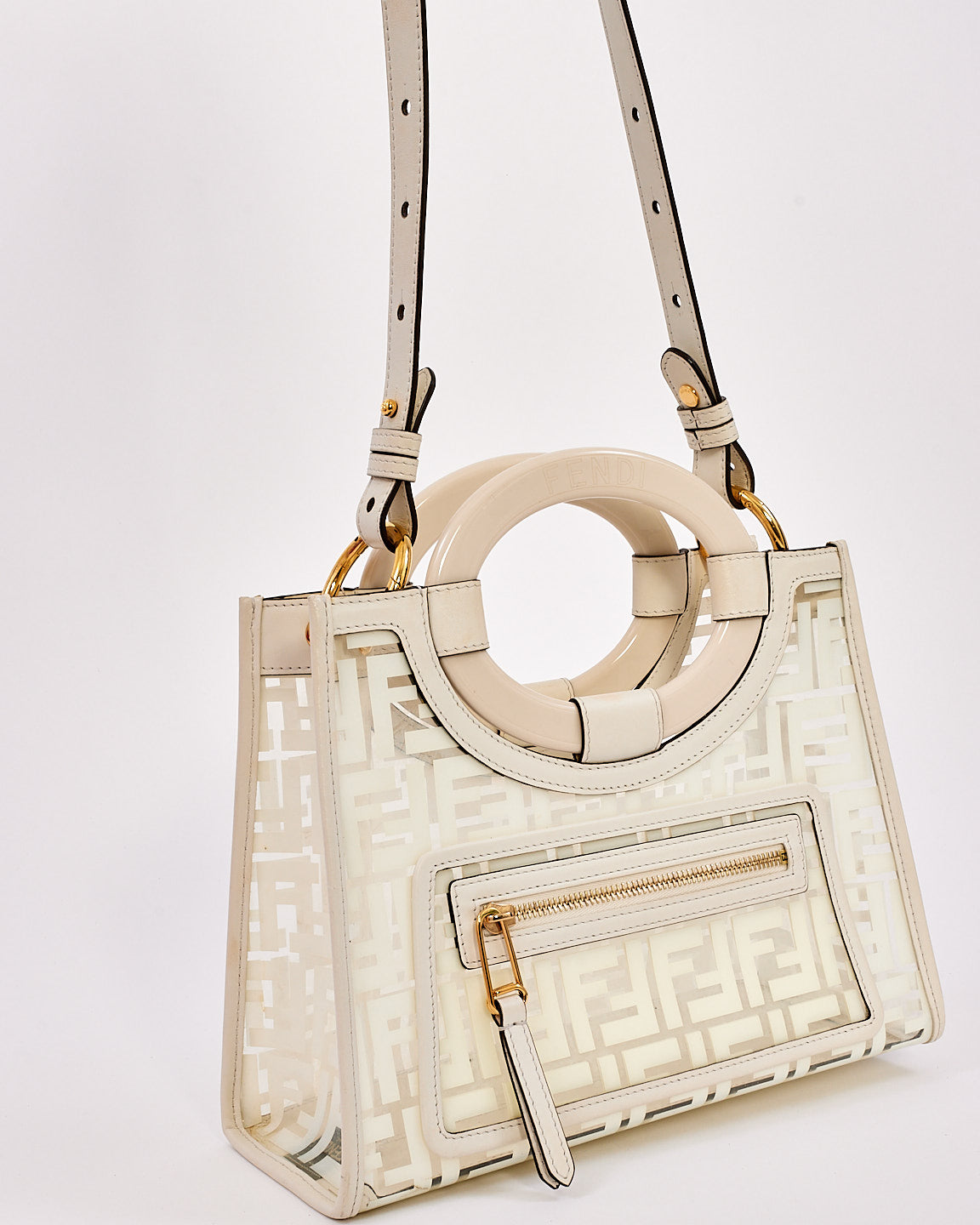 Fendi Sac fourre-tout Runaway Shopper en PVC et cuir Zucca blanc