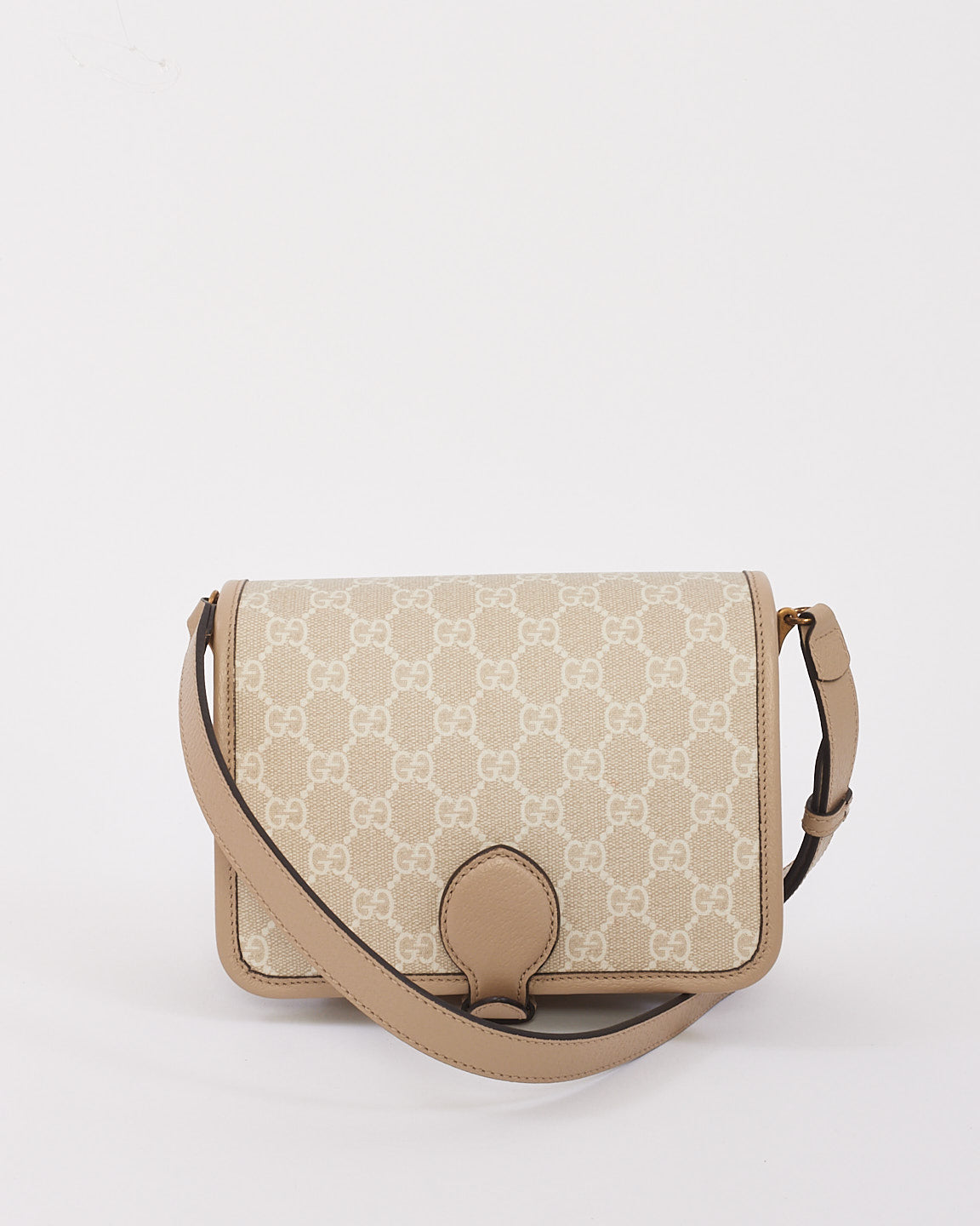 Gucci Beige et blanc GG Supreme Canvas Interlocking G Mini sac à bandoulière