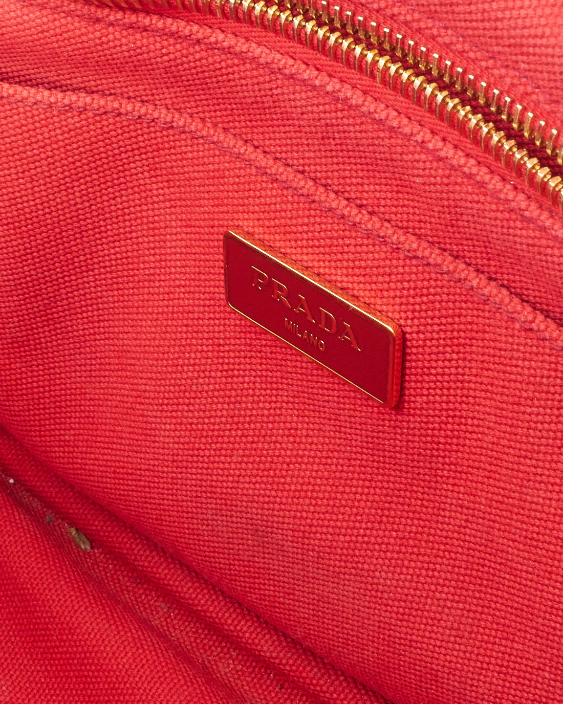 Sac fourre-tout Canapa en toile rouge Prada avec sangle