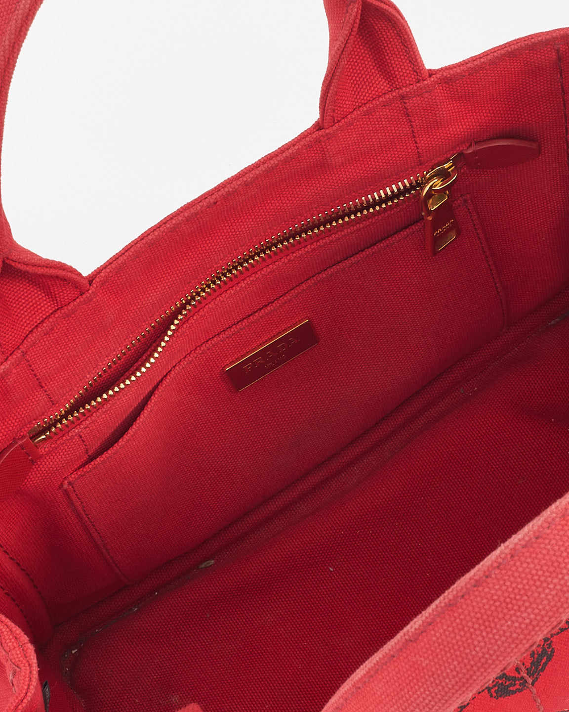 Sac fourre-tout Canapa en toile rouge Prada avec sangle