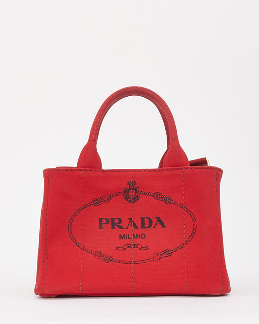 Sac fourre-tout Canapa en toile rouge Prada avec sangle