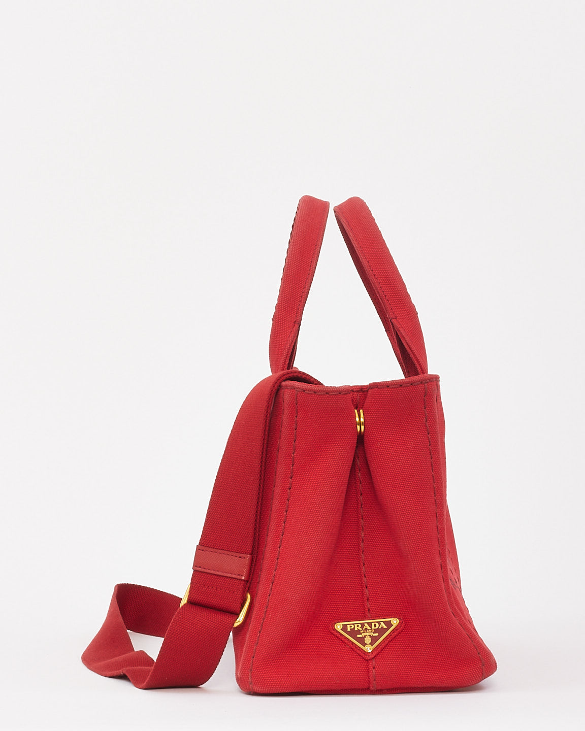 Sac fourre-tout Canapa en toile rouge Prada avec sangle