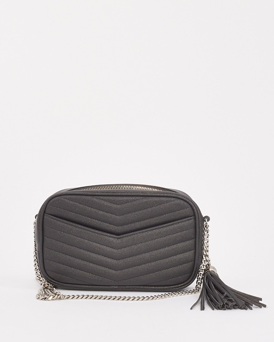 Saint Laurent Grey Quilted Leather Mini Lou Camera Bag