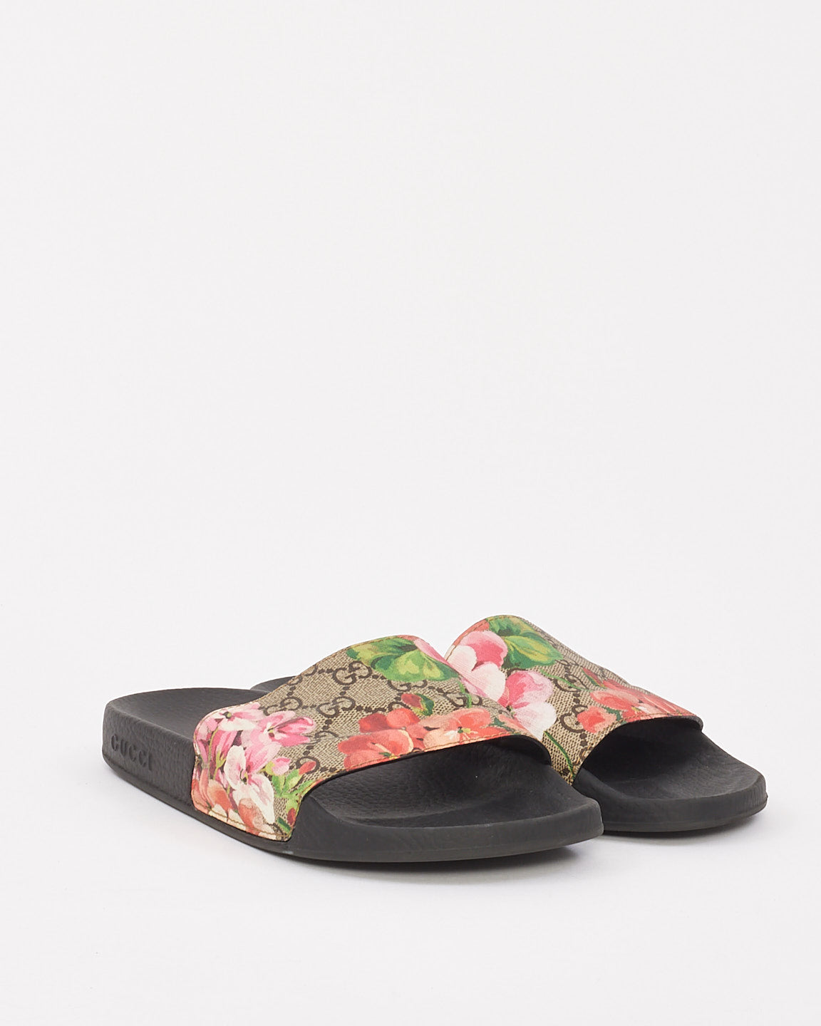 Sandales à glissière suprêmes GG Blooms en toile beige/rose Gucci - 38