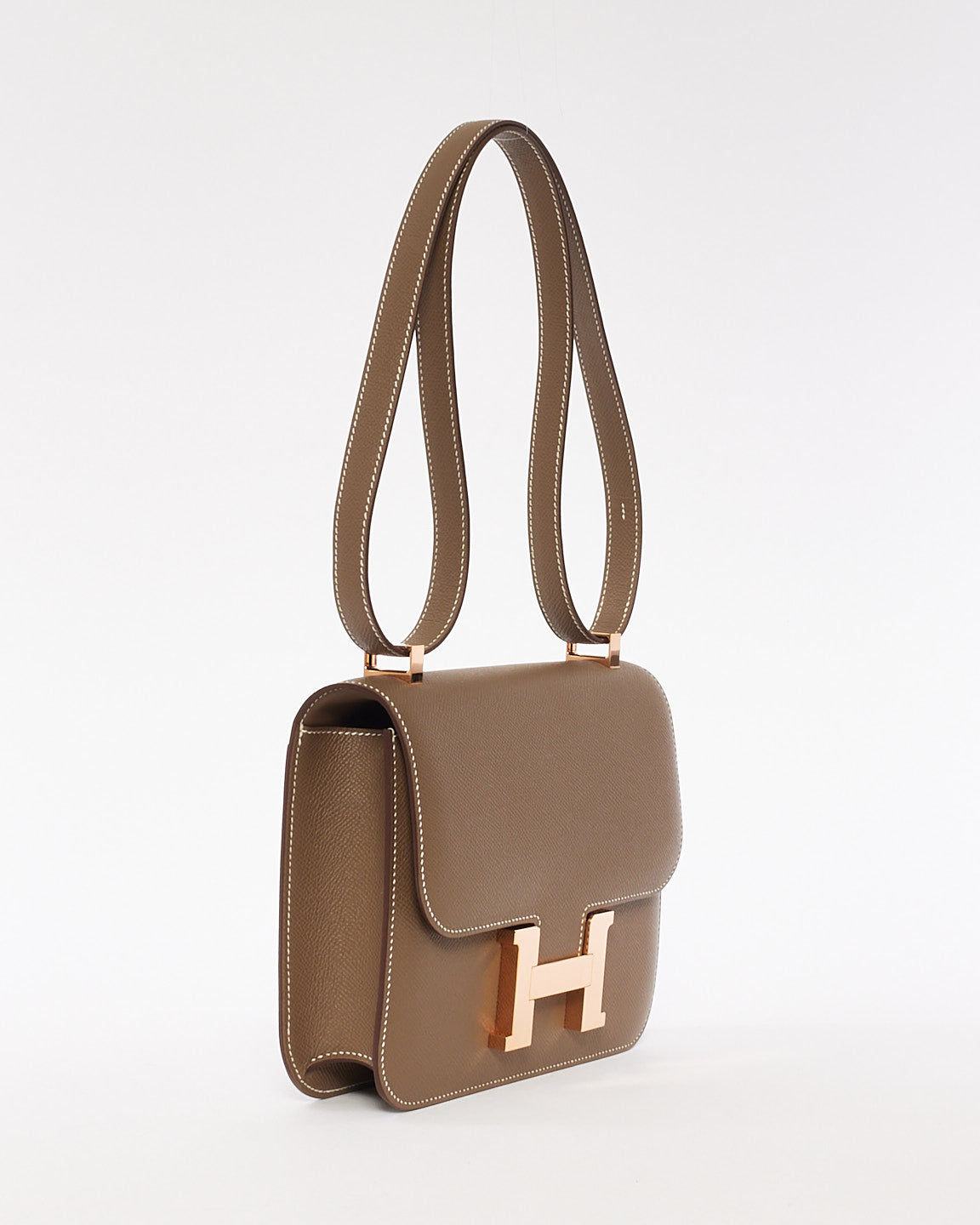 Hermès Etoupe Epsom Leather Constance 1 24 with Rose Gold Hardware