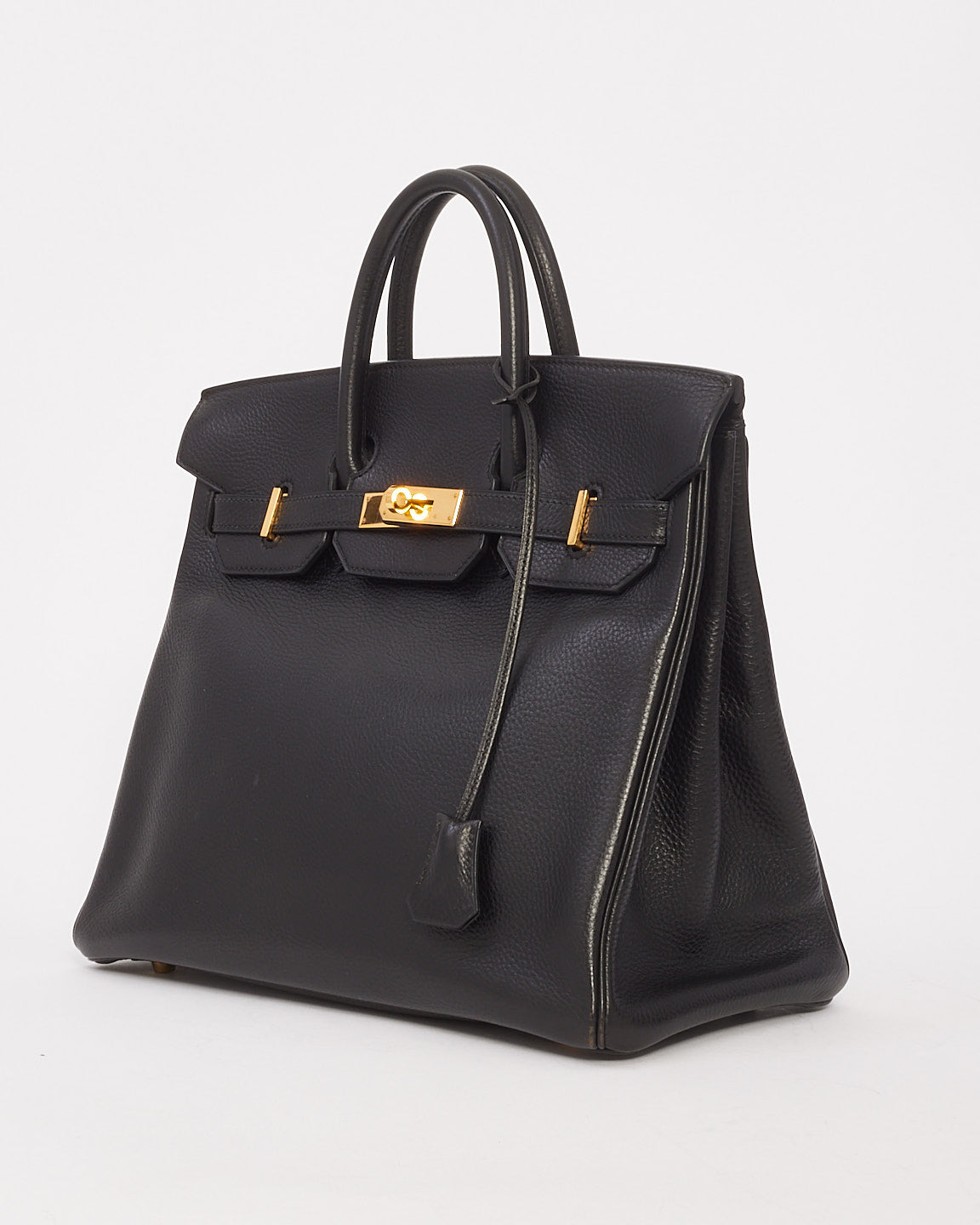 Hermès Black Fjord Leather HAC Birkin 32 with Gold Hardware