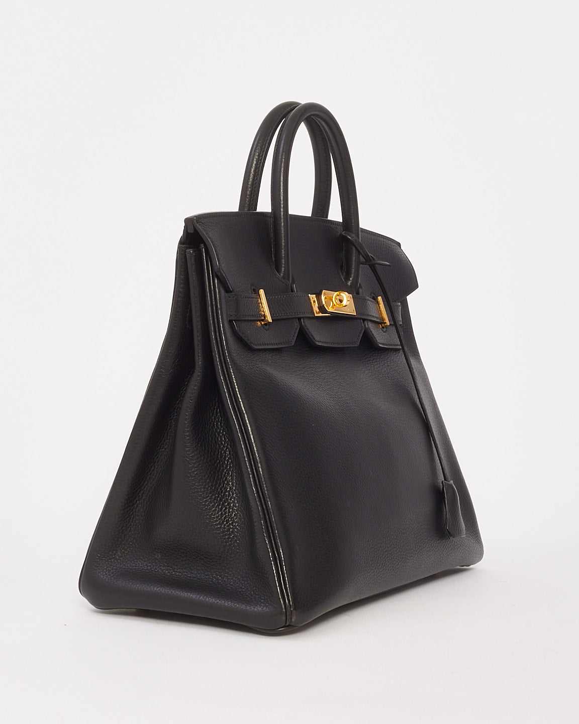 Hermès Black Fjord Leather HAC Birkin 32 with Gold Hardware