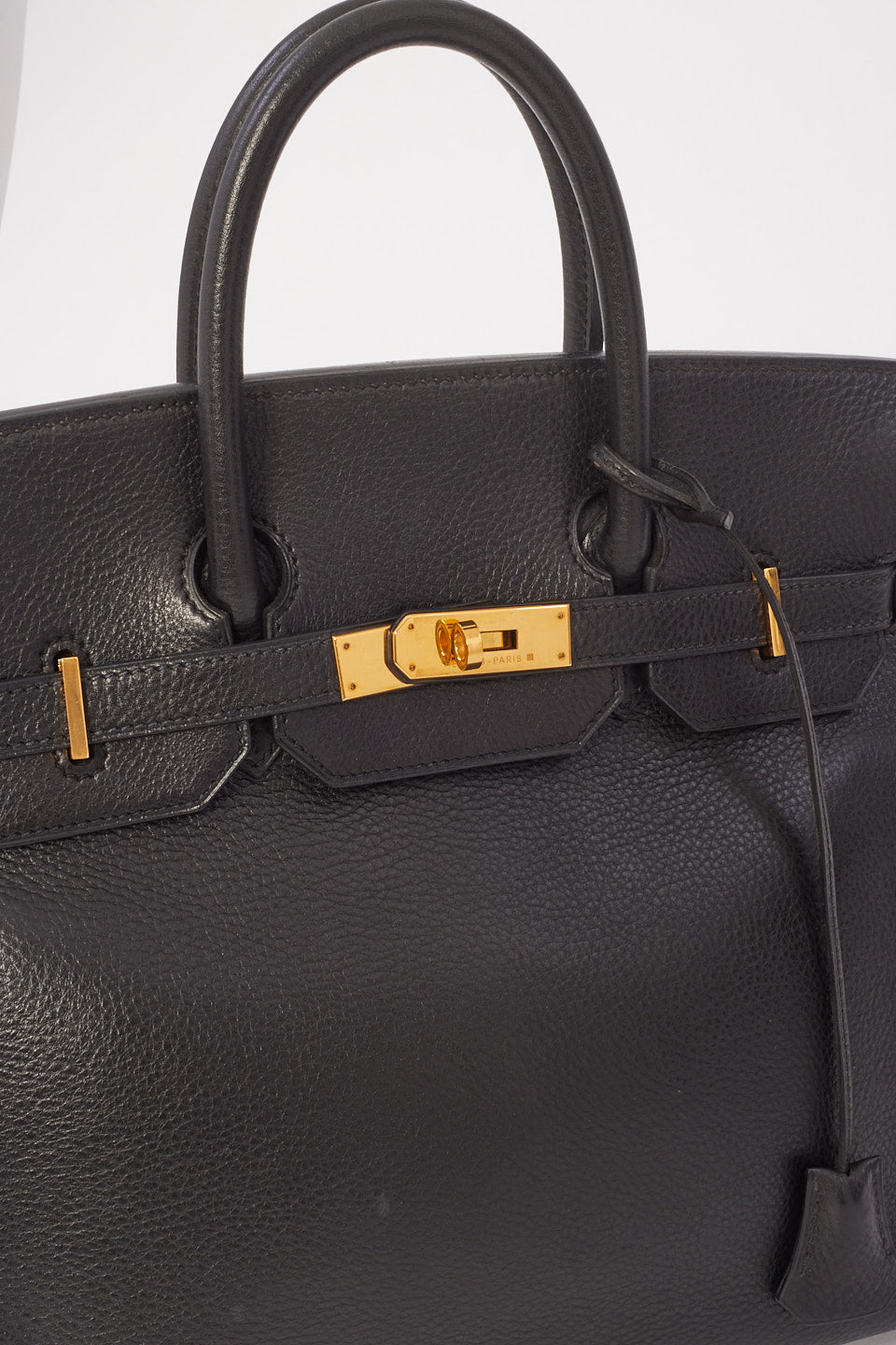 Hermès Black Fjord Leather HAC Birkin 32 with Gold Hardware