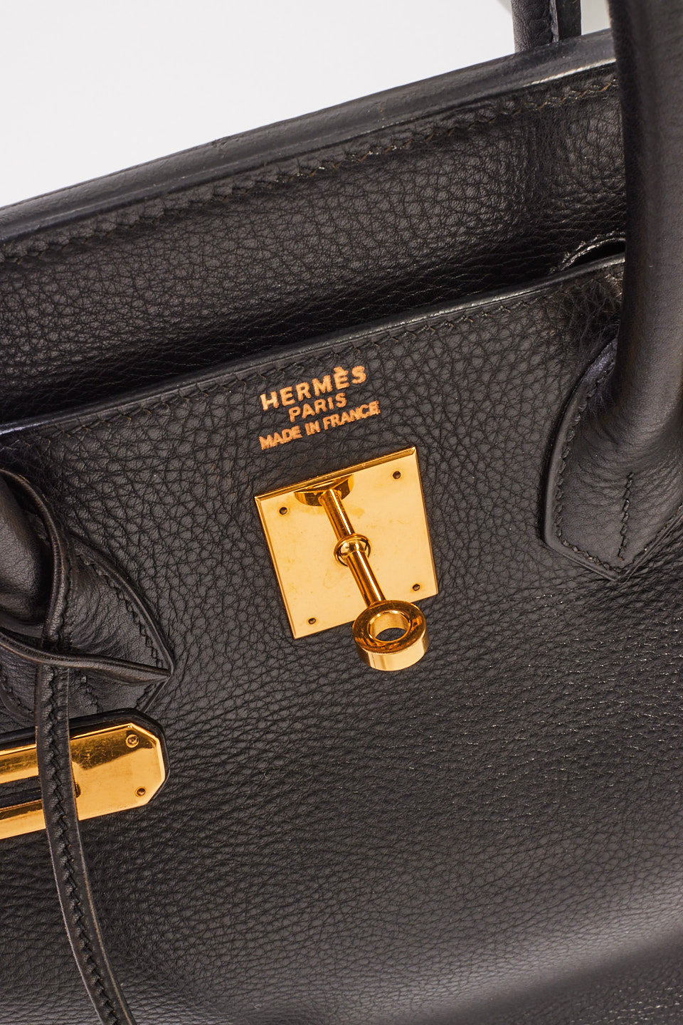 Hermès Black Fjord Leather HAC Birkin 32 with Gold Hardware