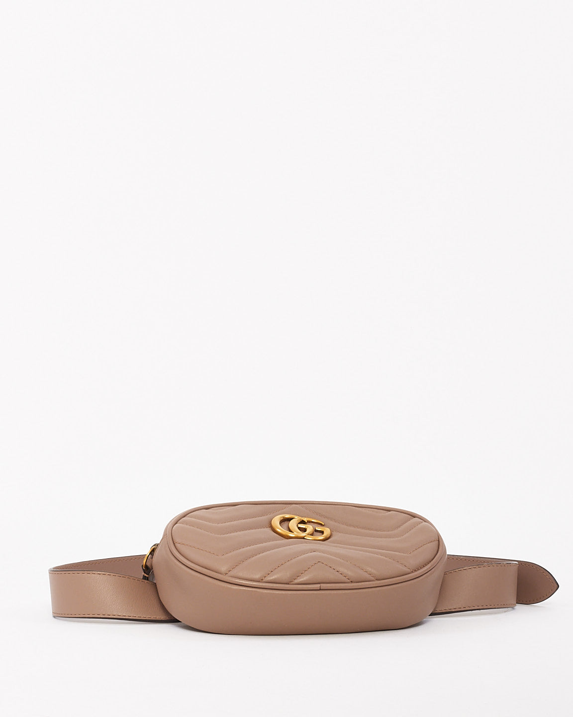 Gucci Beige Matelassé Leather GG Marmont Belt Bag - 85/34