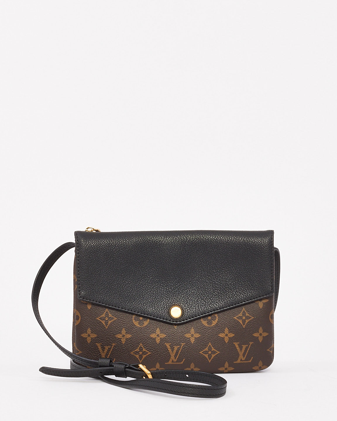 Louis Vuitton Black & Monogram Canvas Twice Crossbody Bag