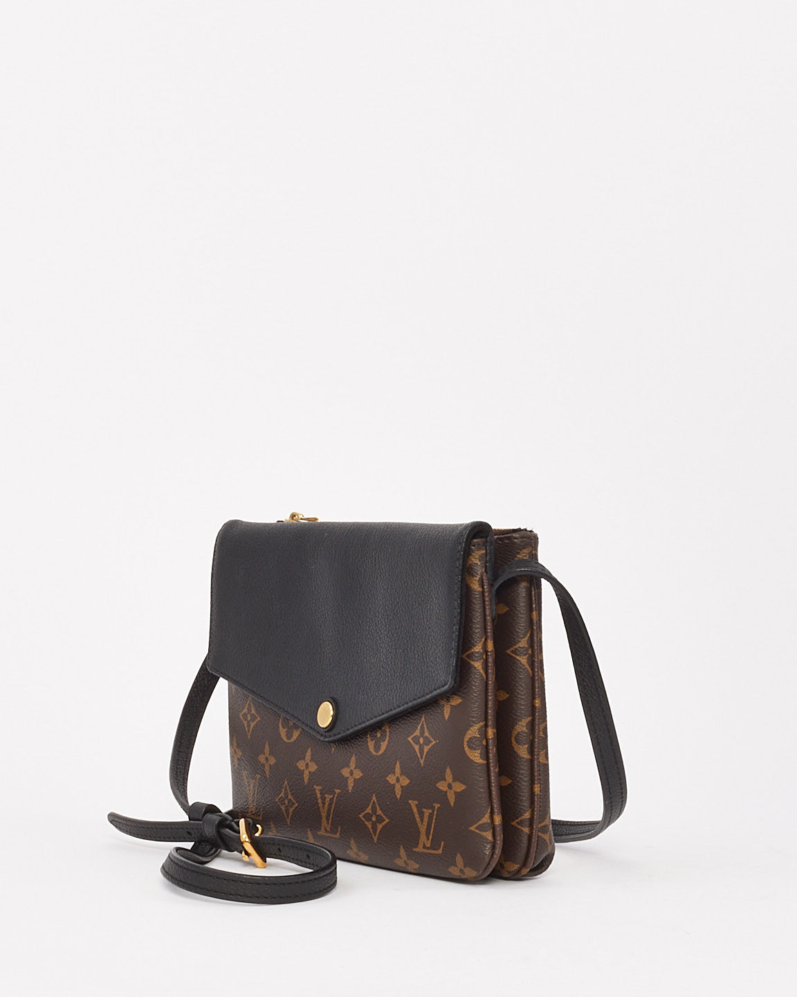 Louis Vuitton Black & Monogram Canvas Twice Crossbody Bag