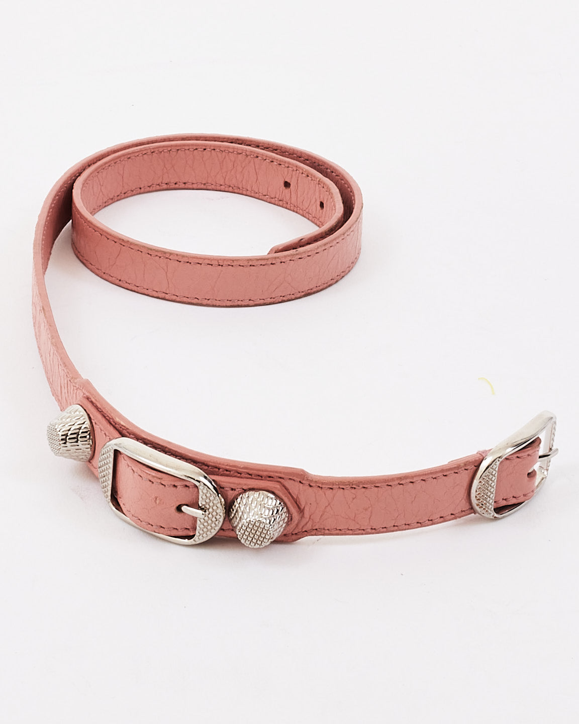 Balenciaga Pink Leather Arena Triple Tour Leather Wrap Bracelet